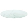 Dessus de table blanc Ø50x0,8cm verre trempé avec design marbre 529473529473