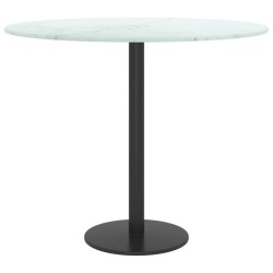 Dessus de table blanc Ø50x0,8cm verre trempé avec design marbre 529473529473