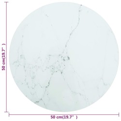 Dessus de table blanc Ø50x0,8cm verre trempé avec design marbre 529473529473