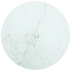 Dessus de table blanc Ø30x0,8cm verre trempé avec design marbre 529475529475