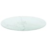 Dessus de table blanc Ø30x0,8cm verre trempé avec design marbre 529475529475