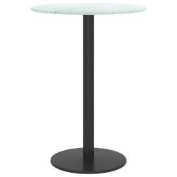 Dessus de table blanc Ø30x0,8cm verre trempé avec design marbre 529475529475