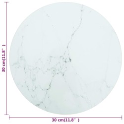 Dessus de table blanc Ø30x0,8cm verre trempé avec design marbre 529475529475
