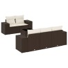 Salon de jardin avec coussins 6 pcs marron résine tressée 529477529477