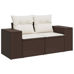 Salon de jardin avec coussins 6 pcs marron résine tressée 529477529477