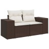 Salon de jardin avec coussins 6 pcs marron résine tressée 529477529477