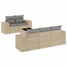 Salon de jardin avec coussins 6 pcs beige résine tressée 529478529478