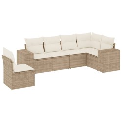 Salon de jardin avec coussins 6 pcs beige résine tressée 529482529482