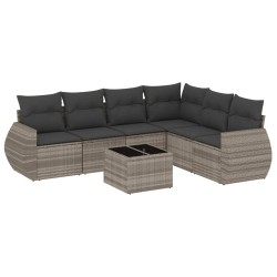 Salon de jardin avec coussins 7 pcs gris clair résine tressée 529484529484