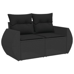 Salon de jardin 7 pcs avec coussins noir résine tressée 529486529486