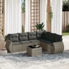 Salon de jardin avec coussins 7 pcs gris résine tressée 529487529487