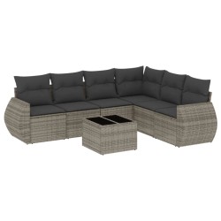 Salon de jardin avec coussins 7 pcs gris résine tressée 529487529487