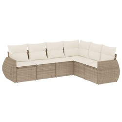 Salon de jardin avec coussins 6 pcs beige résine tressée 529491529491