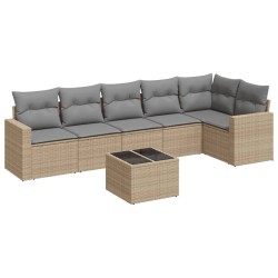 Salon de jardin avec coussins 7 pcs beige résine tressée 529493529493