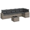 Salon de jardin avec coussins 7 pcs gris résine tressée 529495529495
