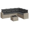 Salon de jardin avec coussins 7 pcs gris clair résine tressée 529498529498