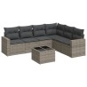 Salon de jardin avec coussins 7 pcs gris résine tressée 529499529499