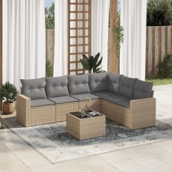 Salon de jardin avec coussins 7 pcs beige résine tressée 529500529500