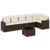 Salon de jardin avec coussins 7 pcs marron résine tressée 529502529502