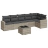 Salon de jardin avec coussins 7 pcs gris clair résine tressée 529503529503