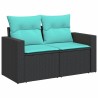 Salon de jardin 6 pcs avec coussins noir résine tressée 529506529506