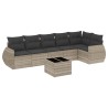 Salon de jardin avec coussins 7 pcs gris clair résine tressée 529507529507