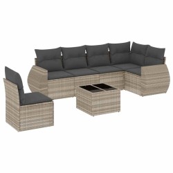 Salon de jardin avec coussins 7 pcs gris clair résine tressée 529508529508