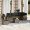 Salon de jardin avec coussins 7 pcs gris résine tressée 529509529509