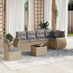 Salon de jardin avec coussins 7 pcs beige résine tressée 529510529510