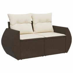 Salon de jardin avec coussins 7 pcs marron résine tressée 529516529516