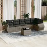 Salon de jardin avec coussins 7 pcs gris résine tressée 529519529519