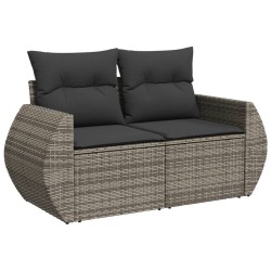 Salon de jardin avec coussins 7 pcs gris résine tressée 529519529519