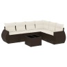 Salon de jardin avec coussins 7 pcs marron résine tressée 529521529521