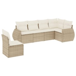 Salon de jardin avec coussins 6 pcs beige résine tressée 529522529522