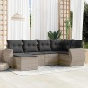Salon de jardin 6 pcs avec coussins gris clair résine tressée 529525529525