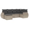 Salon de jardin 6 pcs avec coussins gris clair résine tressée 529525529525