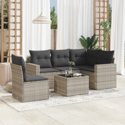 Salon de jardin 6 pcs avec coussins gris clair résine tressée 529529529529