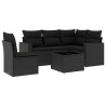 Salon de jardin 6 pcs avec coussins noir résine tressée 529531529531