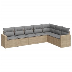 Salon de jardin avec coussins 7 pcs beige résine tressée 529532529532