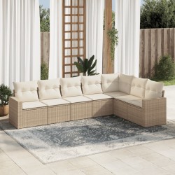 Salon de jardin avec coussins 7 pcs beige résine tressée 529533529533