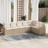 Salon de jardin avec coussins 7 pcs beige résine tressée 529533529533