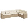 Salon de jardin avec coussins 7 pcs beige résine tressée 529533529533