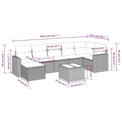 Salon de jardin 8 pcs avec coussins noir résine tressée 529534529534