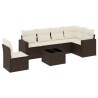 Salon de jardin avec coussins 7 pcs marron résine tressée 529536529536