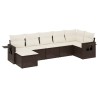 Salon de jardin avec coussins 7 pcs marron résine tressée 529537529537