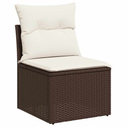 Salon de jardin avec coussins 7 pcs marron résine tressée 529537529537