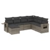 Salon de jardin avec coussins 7 pcs gris résine tressée 529538529538