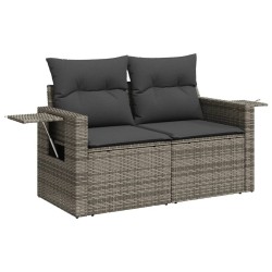 Salon de jardin avec coussins 7 pcs gris résine tressée 529538529538