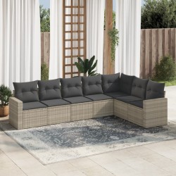 Salon de jardin avec coussins 7 pcs gris clair résine tressée 529540529540