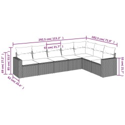 Salon de jardin avec coussins 7 pcs gris clair résine tressée 529540529540